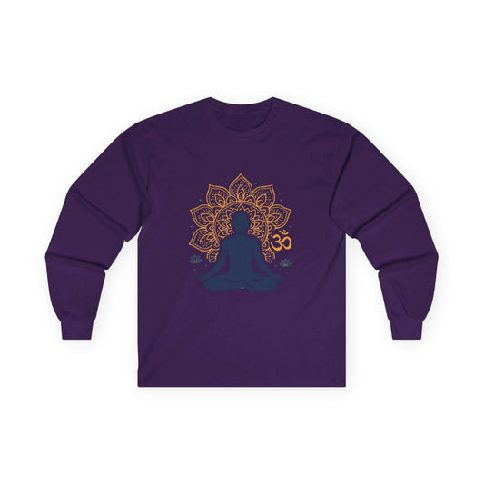 Meditation Lotus Long Sleeve Tee — Om Yoga Sitting Silhouette