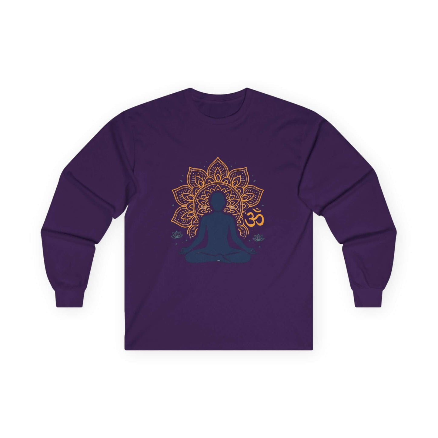 Meditation Lotus Long Sleeve Tee — Om Yoga Sitting Silhouette