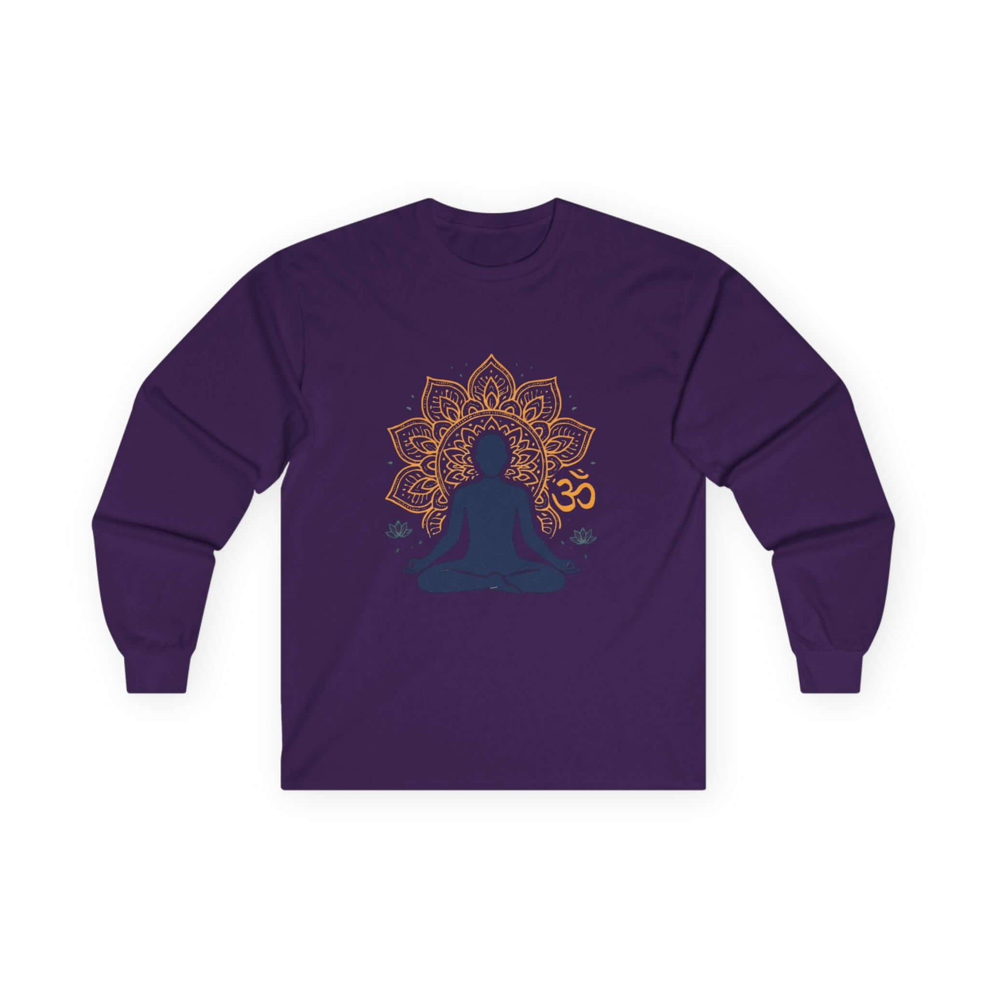 Meditation Lotus Long Sleeve Tee — Om Yoga Sitting Silhouette
