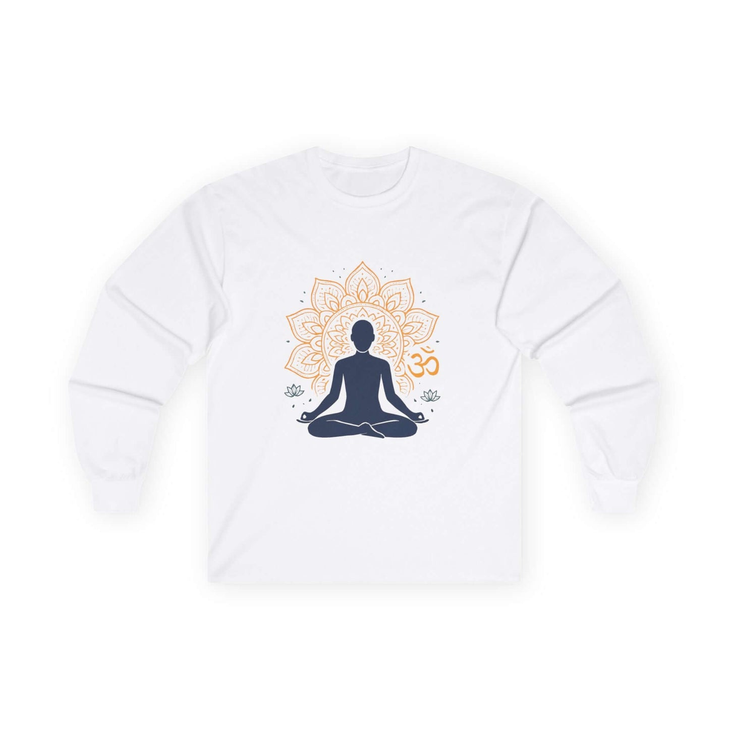 Meditation Lotus Long Sleeve Tee — Om Yoga Sitting Silhouette