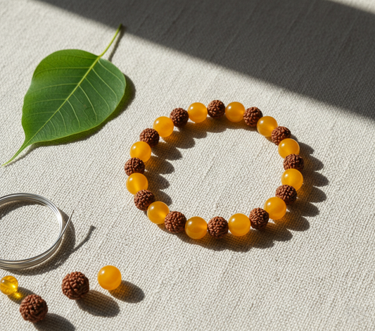 5 Mukhi Rudraksha Yellow Aventurine Bracelet