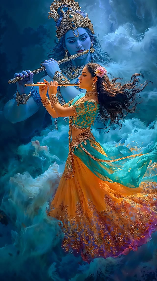 Radha Krishna Divine Melody Wallpaper - divineadda