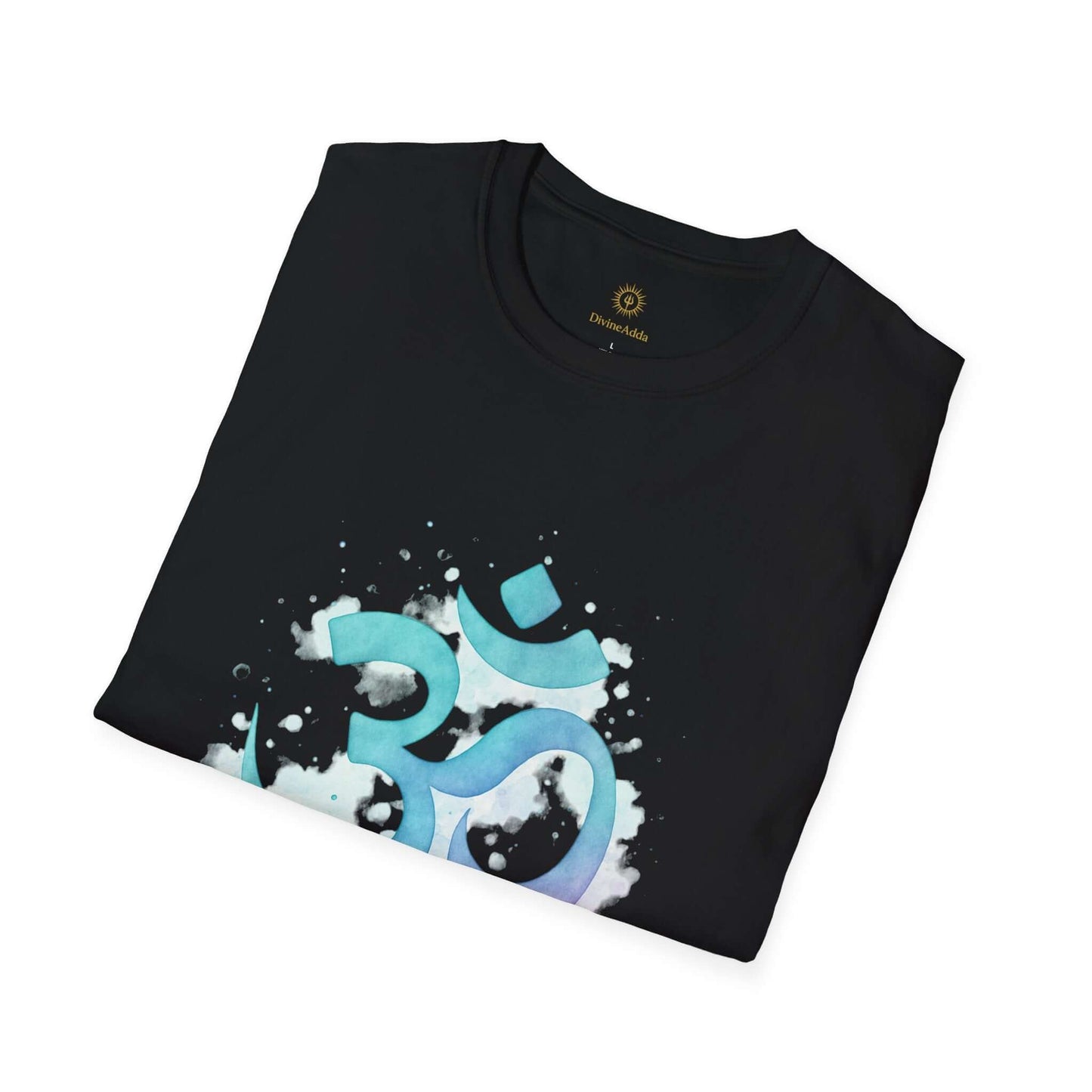 om t shirt black cotton- Folded_Black